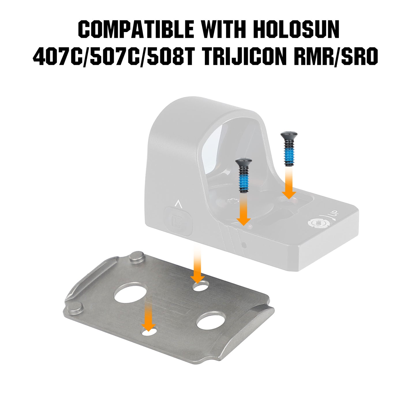 ohhunt® Titanium Adapter Plate Compatible with RMR Cut Optic Holosun 407C/507C/508T for Smith & Wesson MP 2.0 Optics Ready/CORE