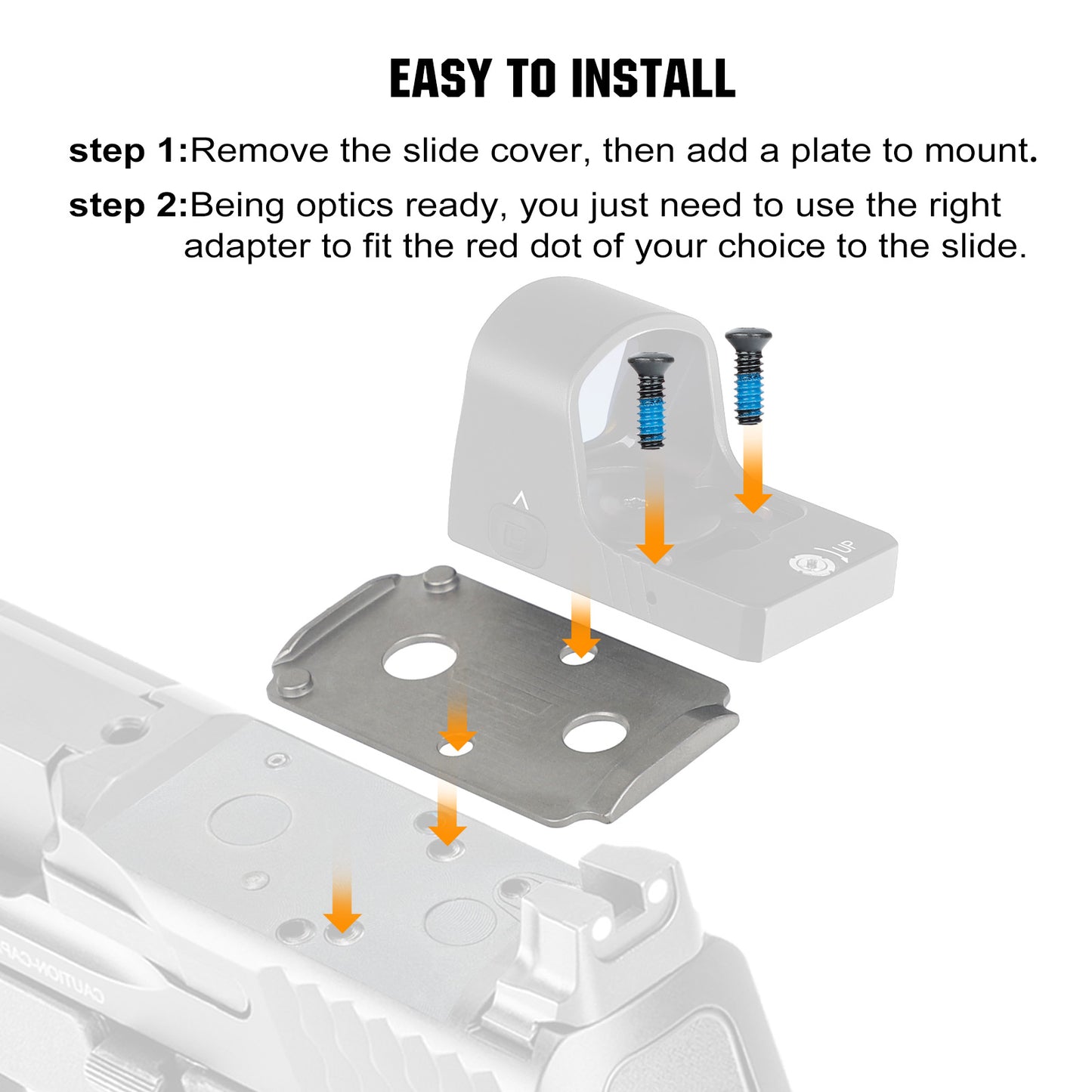 ohhunt® Titanium Adapter Plate Compatible with RMR Cut Optic Holosun 407C/507C/508T for Smith & Wesson MP 2.0 Optics Ready/CORE