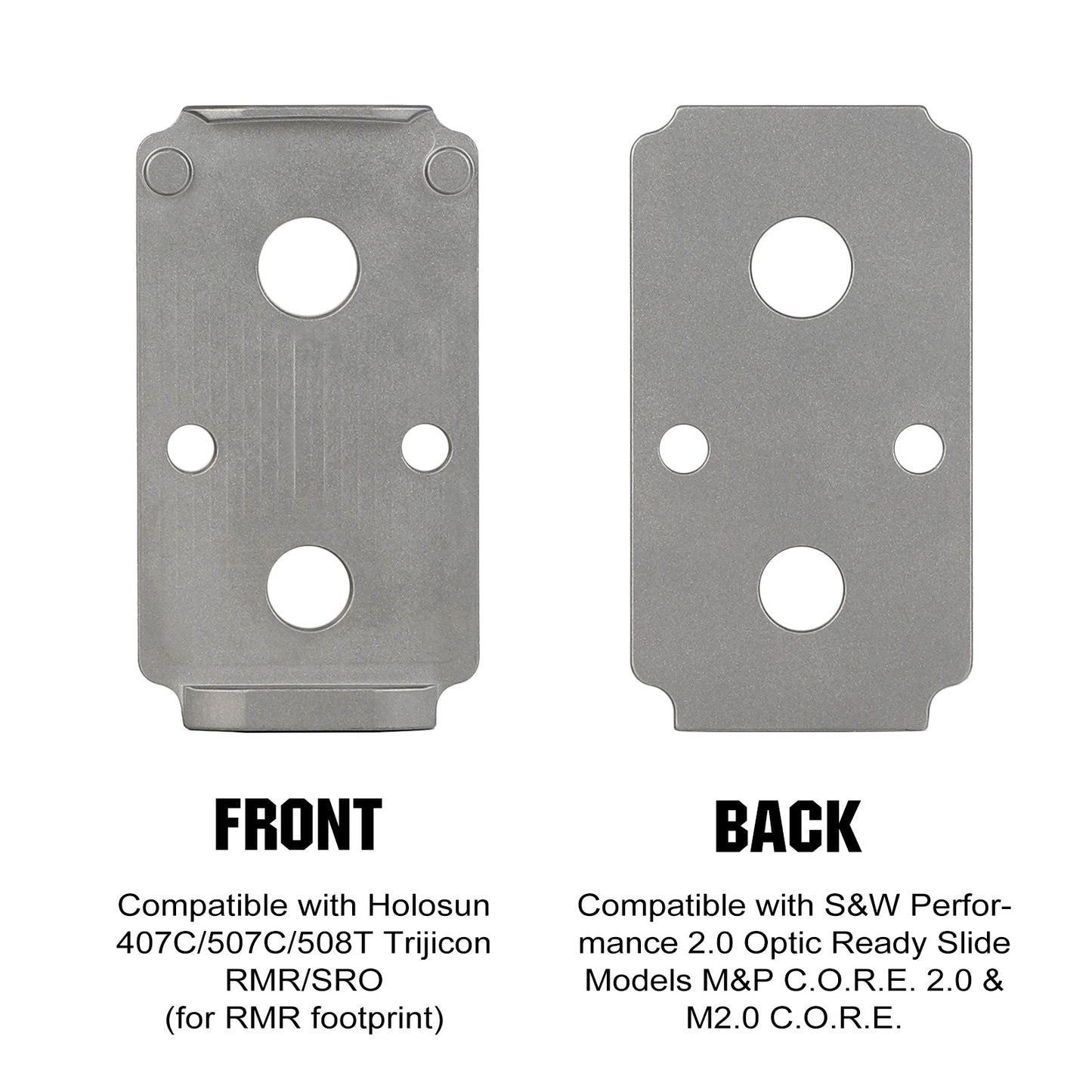 ohhunt® Titanium Adapter Plate Compatible with RMR Cut Optic Holosun 407C/507C/508T for Smith & Wesson MP 2.0 Optics Ready/CORE