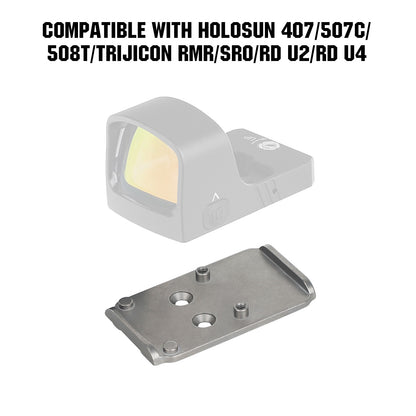 ohhunt® Titanium Adapter Plate Compatible with RMR Footprint Optics Holosun 407/507C/508T/SRO, fit for Glock 17 19 MOS
