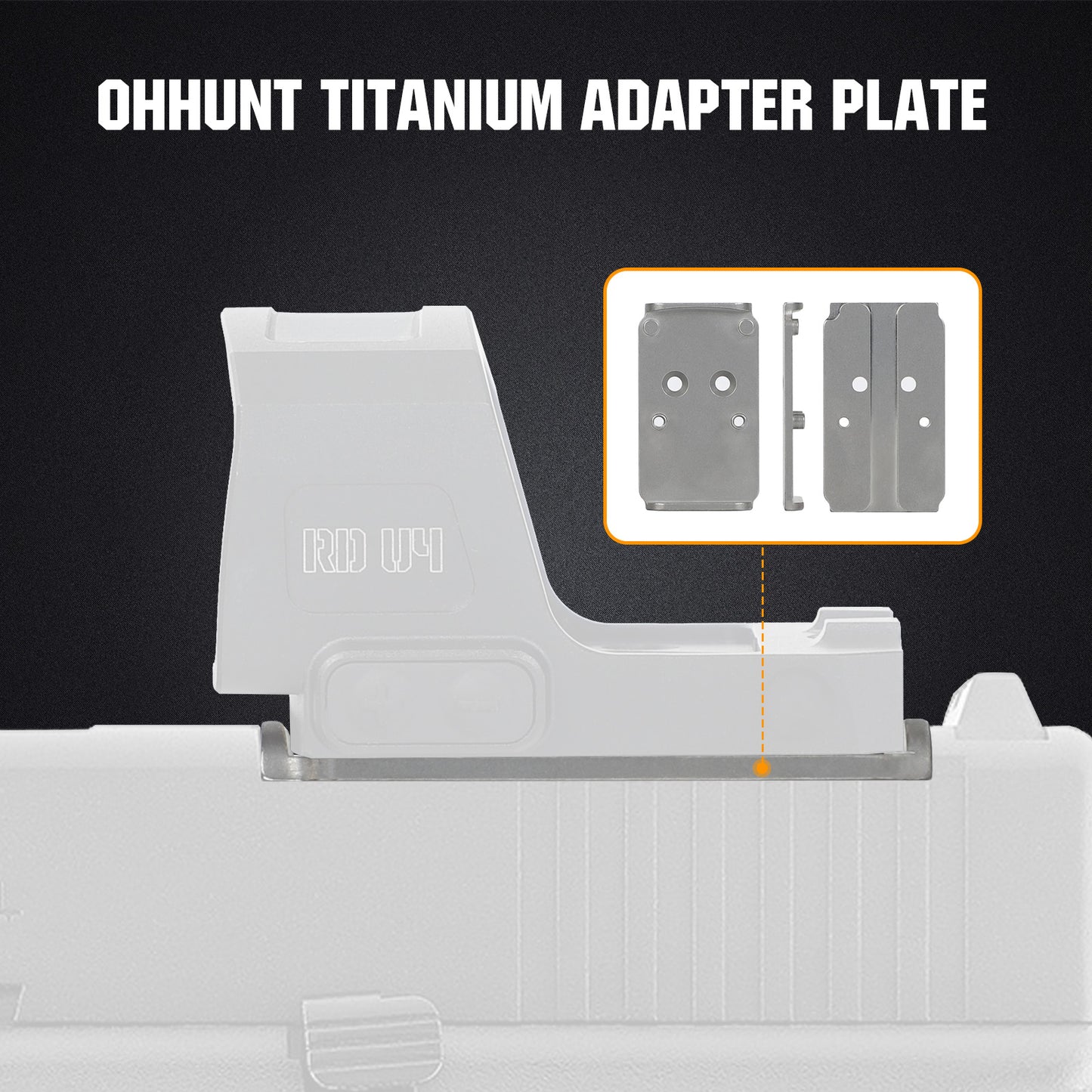 ohhunt® Titanium Adapter Plate Compatible with RMR Footprint Optics Holosun 407/507C/508T/SRO, fit for Glock 17 19 MOS