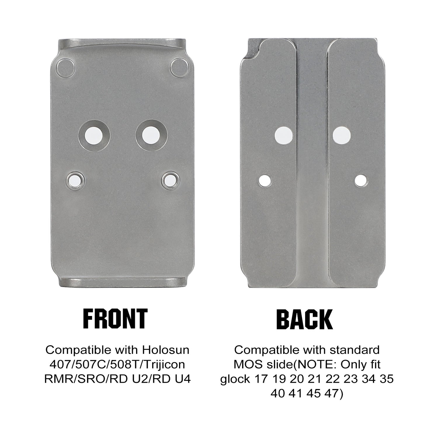 ohhunt® Titanium Adapter Plate Compatible with RMR Footprint Optics Holosun 407/507C/508T/SRO, fit for Glock 17 19 MOS