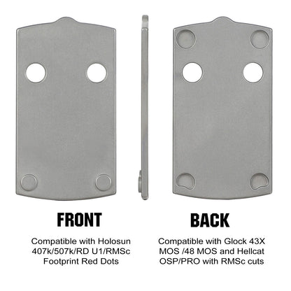ohhunt® Titanium Adapter Plate RMSc footprint Compatible with Hellcat OSP, Holosun 407K/507K, fit Glock 43X/48 MOS