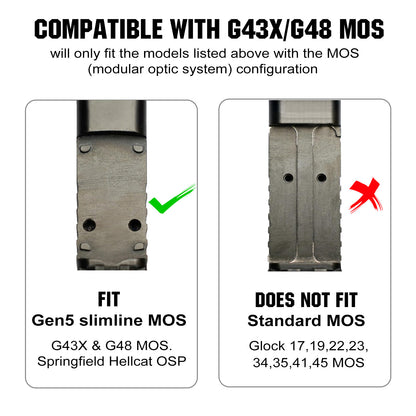 ohhunt® Titanium Adapter Plate Compatible with Hellcat OSP Holosun 407K/507K, Mounting Plate for Glock 43X/48 MOS