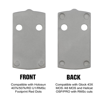 ohhunt® Titanium Adapter Plate Compatible with Hellcat OSP Holosun 407K/507K, Mounting Plate for Glock 43X/48 MOS