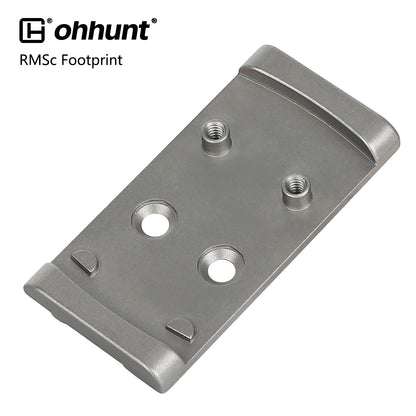 ohhunt® Titanium Adapter Plate Compatible with RMSc Cut Optic Holosun 407K/507K/EPS  Carry/EPS/RomeoZero/ohhunt RD U1/RD U3 for Glock 17 19 MOS