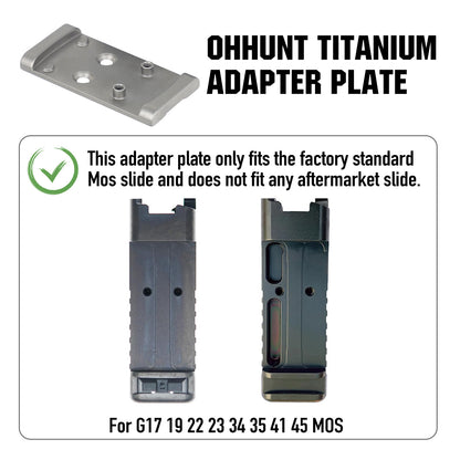 ohhunt® Titanium Adapter Plate Compatible with RMSc Cut Optic Holosun 407K/507K/EPS  Carry/EPS/RomeoZero/ohhunt RD U1/RD U3 for Glock 17 19 MOS