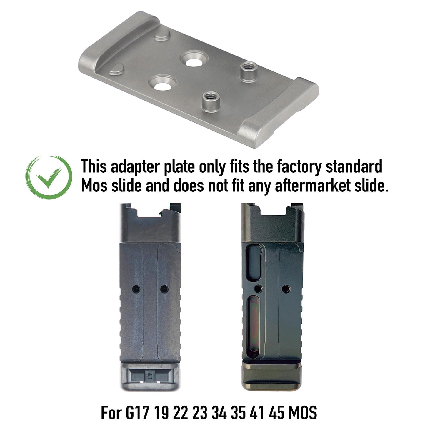 ohhunt® Titanium Adapter Plate Compatible with RMSc Cut Optic Holosun 407K/507K/EPS  Carry/EPS/RomeoZero/ohhunt RD U1/RD U3 for Glock 17 19 MOS