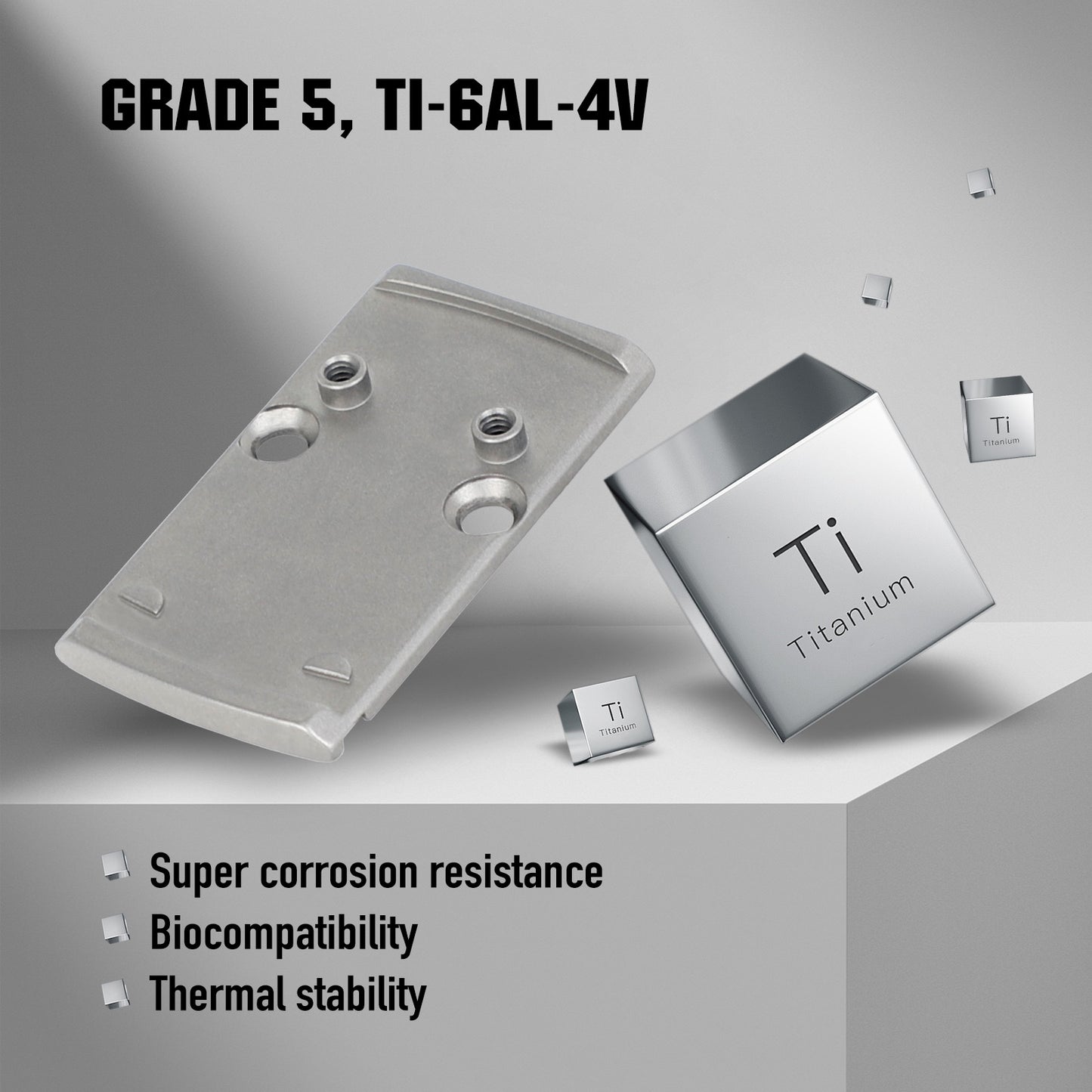 ohhunt® Titanium Optics Adapter Plate Compatible with RMR to RMS Compatible with Holosun 407K/507K/EPS Carry/EPS/RomeoZero fit RMR Cut Slide Without Thread Post