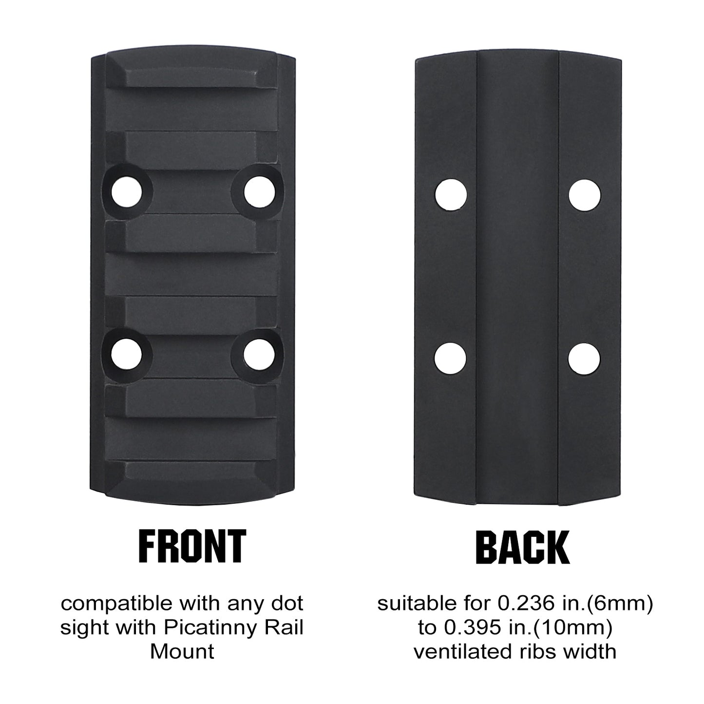 ohhunt® Universal Picatinny Rail Rib Mount for Compact Red Dot Optic fit 0.395' Ventilated Ribs Shotgun Accessories
