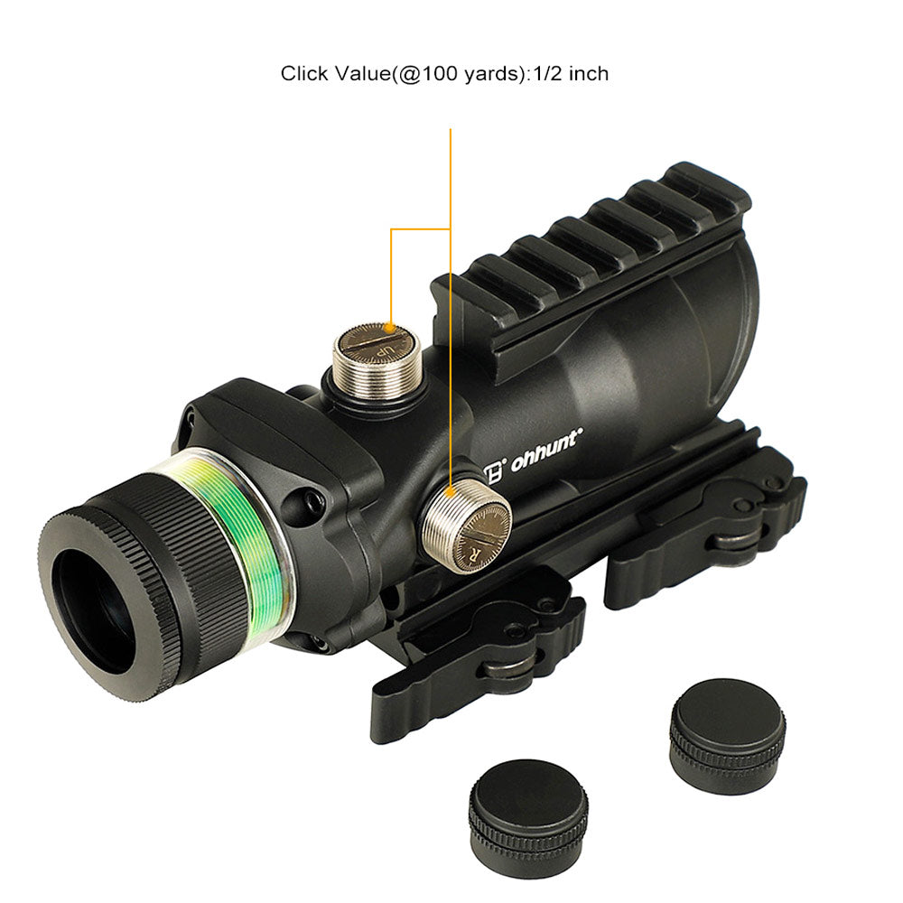 ohhunt 4X32 Rifle Scope Green Fiber Optic Illuminated Reticle With Top Rail Diopter Adjustment
