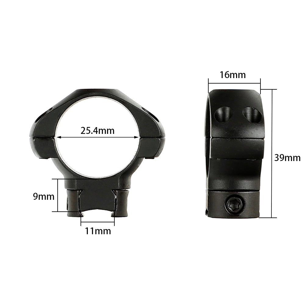 Steel 1 inch Diameter 11mm 3/8 Dovetail Scope Rings - Med Profile – ohhunt
