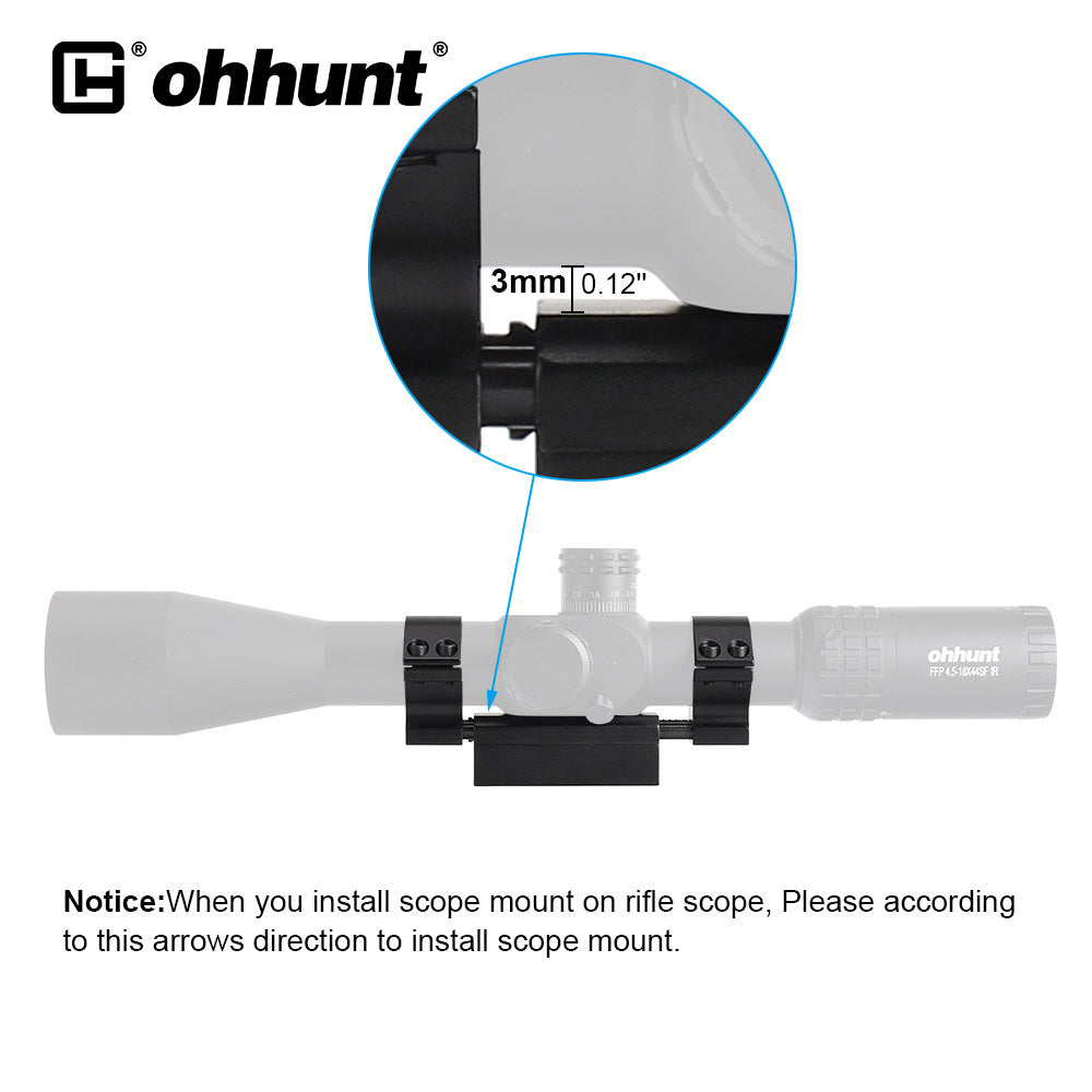ohhunt® Picatinny 1 inch/30mm Scope Rings Zero Recoil Mount with Stop Pin - High Profile