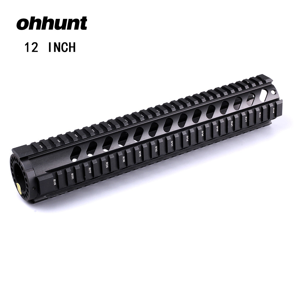 ohhunt® AR-15 12" Free Float Quad Rail Handguard with Barrel Nut For Rifle