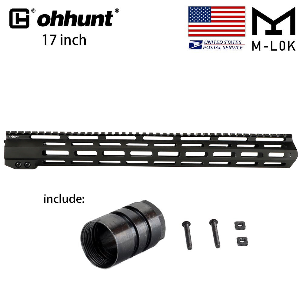 ohhunt® AR-15 Ultra Slim Free Float M-Lok Handguard with Steel Barrel Nut 4" 7" 9" 10" 12" 13.5" 15" 17"