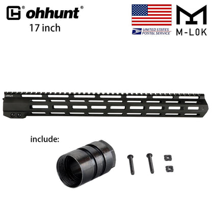 ohhunt® AR-15 Ultra Slim Free Float M-Lok Handguard com porca de barril de aço 4" 7" 9" 10" 12" 13,5" 15" 17"