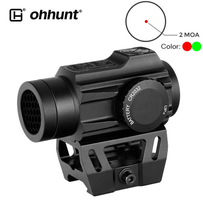ohhunt 1X25 2 MOA Red Green Dot Sight W/Integral QD Riser Mount & Low Profile Mount