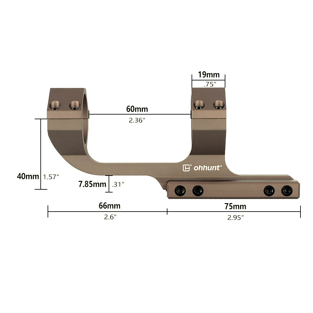 ohhunt High Profile 30mm Picatinny Cantilever Mounts with Reducer - Tan Color