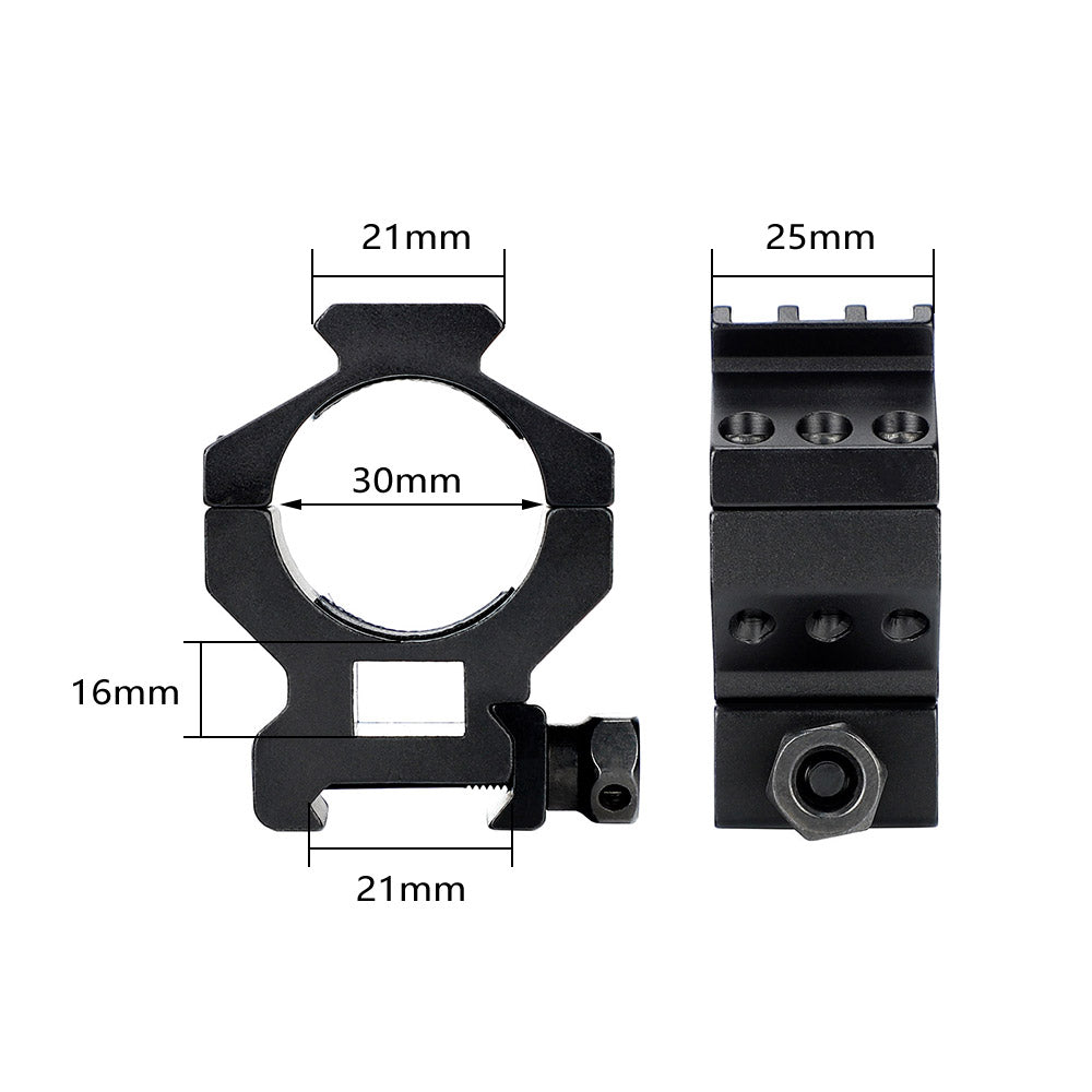 ohhunt 2PCs 30mm Scope Rings With Top Rail Med Profile Fits Picatinny Tactical Accessories