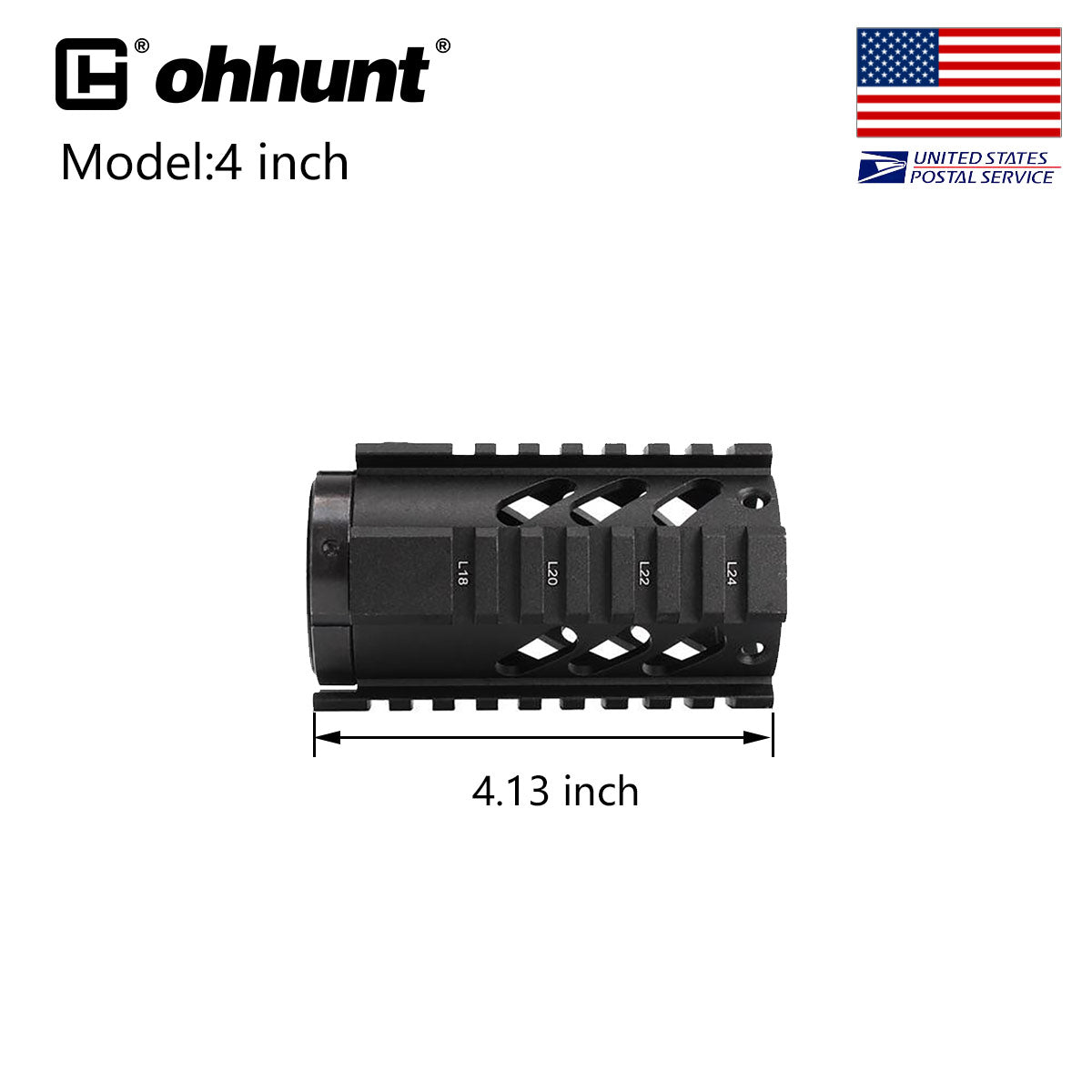 Ohhunt AR-15 4" Free Float Quad Rail Hand guard
