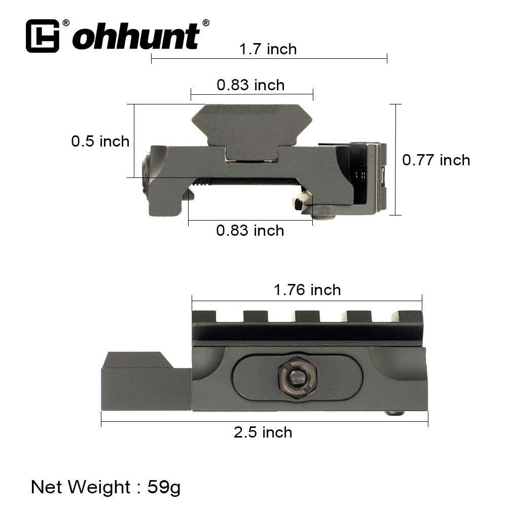 ohhunt 0.5" Picatinny QD Red Dot Riser Mount Low Profile