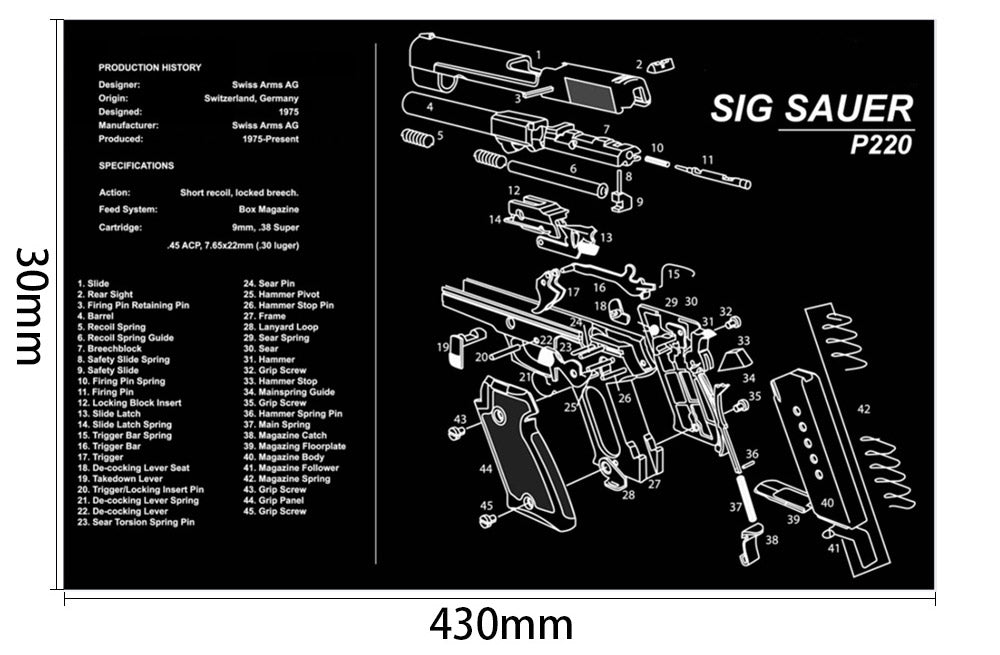 ohhunt® Armorers Bench Mat Cleaning Mat with Gun Split Picture Parts Diagram & Instructions for AR-15 AK47