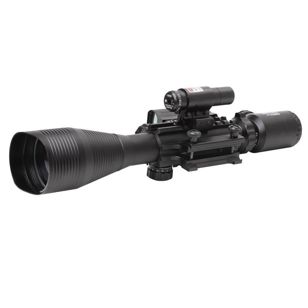 Ohhunt Tactical 4-12X50 Rifle Scope Red Dot Combo Holographic 4 Reticle Sight Combat Riflescope