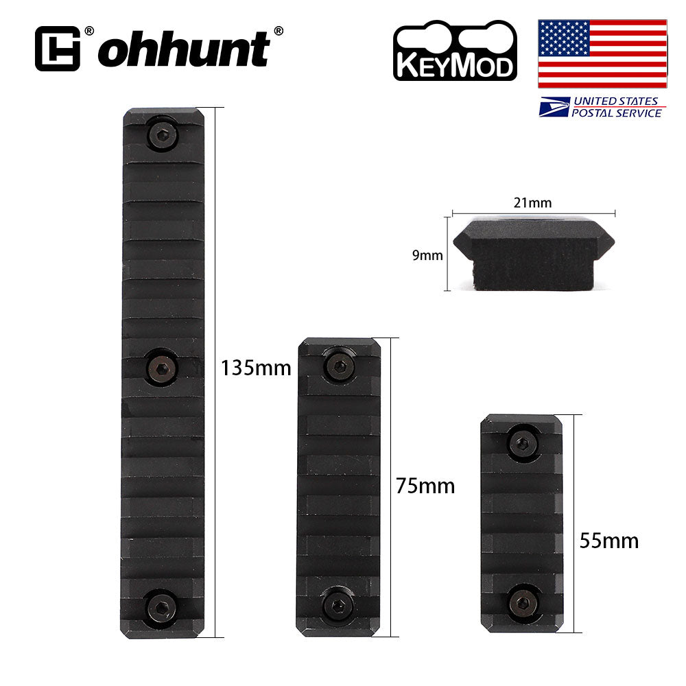 ohhunt Aluminum Keymod Picatinny Rail Section 5 Slot 7 Slot 13 Slot Pack of 3 For Hand guard Mount