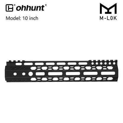 ohhunt AR-15 10" Ultra Light Hex Free Float M-lok Handguard with Steel Barrel Nut