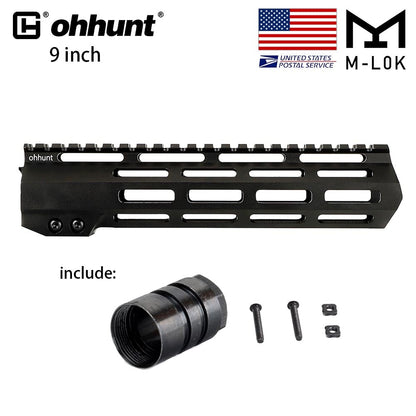 ohhunt® AR-15 Ultra Slim Free Float M-Lok Handguard with Steel Barrel Nut 4" 7" 9" 10" 12" 13.5" 15" 17"