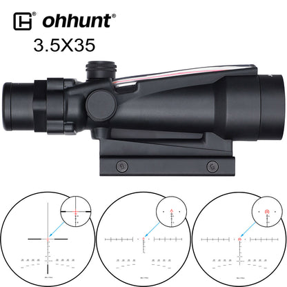 New! ohhunt® Tactical 3.5X35 Rifle Scope Red/Green Fiber Optic Illuminated Reticle with Sunshades Diopter Adjustment