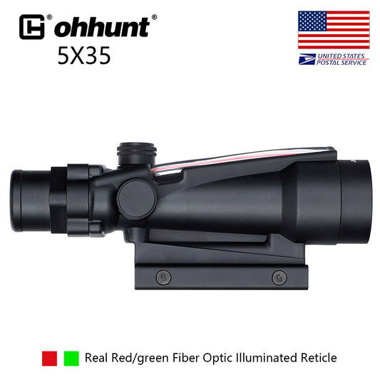 ohhunt® Tactical 5x35 Real Fiber Optics Rifle Scope with Sunshades Diopter Adjustment