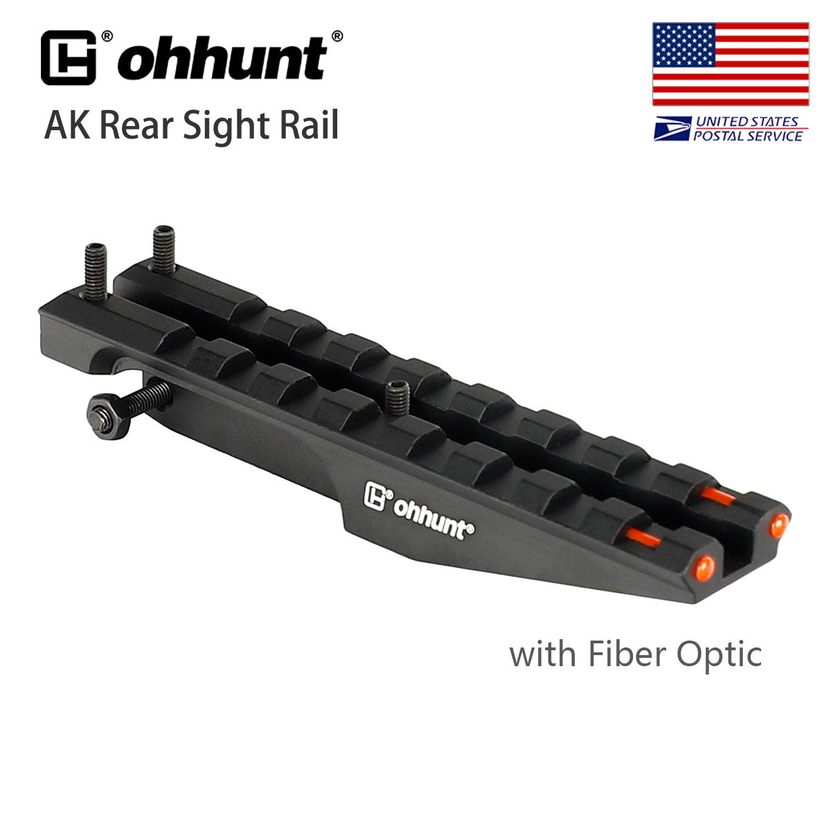 ohhunt® AK 47/74 Rear Sight Rail Mount with Fiber Optic for Red Dot Sight
