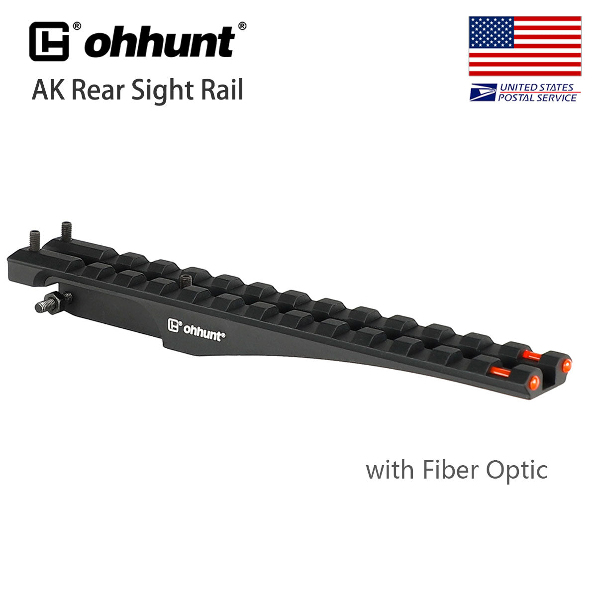 ohhunt® AK 47/74 Rear Sight Rail Mount with Fiber Optic for Red Dot Sight