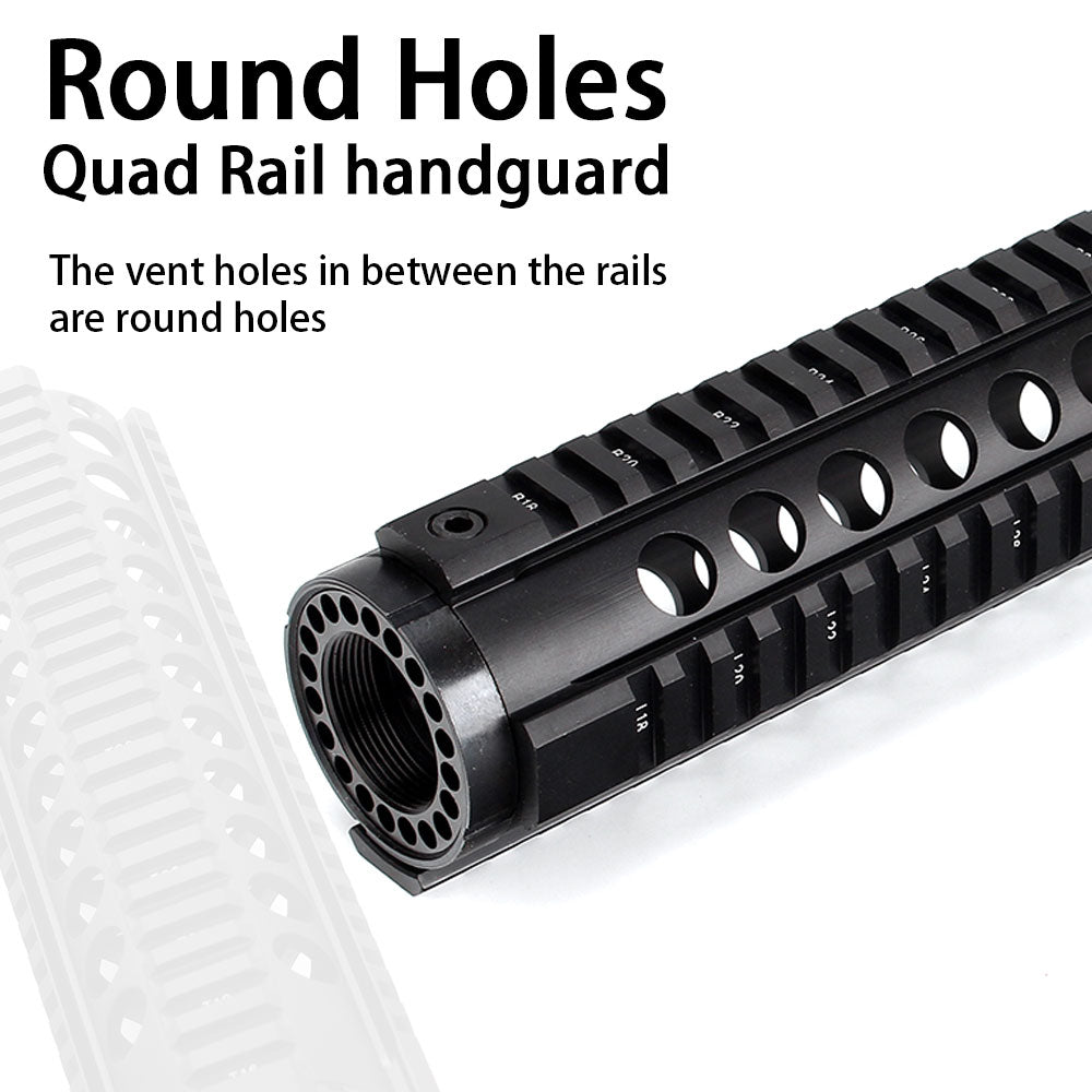 ohhunt AR15 Free Float Quad Rail Handguard with Barrel Nut 4" 7" 10" 12" 15" For .223 5.56 M16