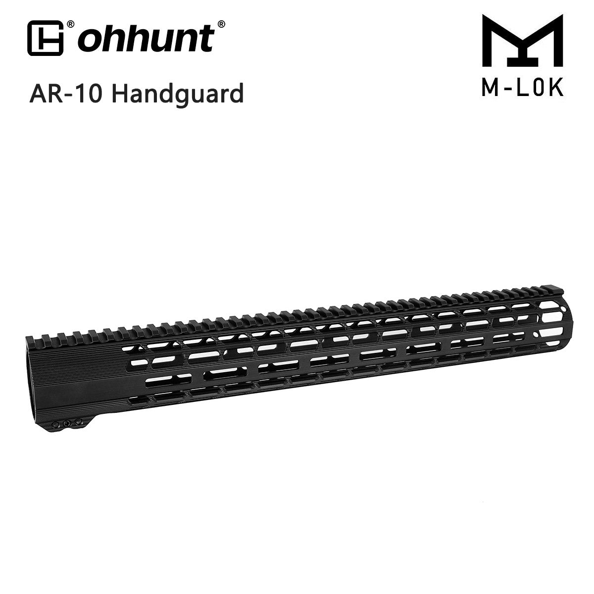ohhunt® Lightweight AR10 LR308 Mlok Handguard with Barrel Nut - 17 inch