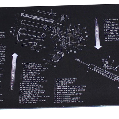 ohhunt® AR-15 Parts Diagram & Instructions Gun Cleaning Mat Armorers Bench Mat