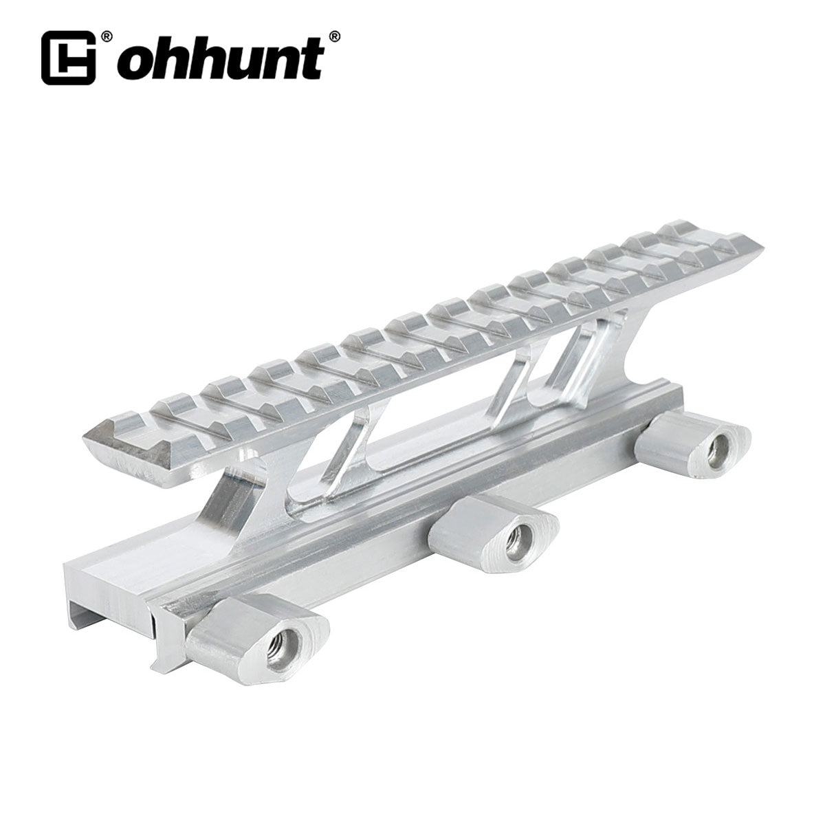 ohhunt High profile Cantilever Riser Mount 1.1 inch Raw Aluminum Silver