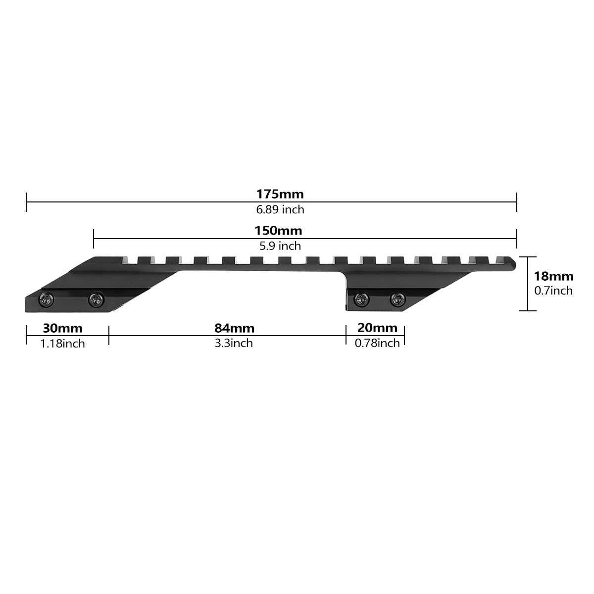 Rail adaptateur, convertisseur de 11mm a 21mm picatinny avec serrage
