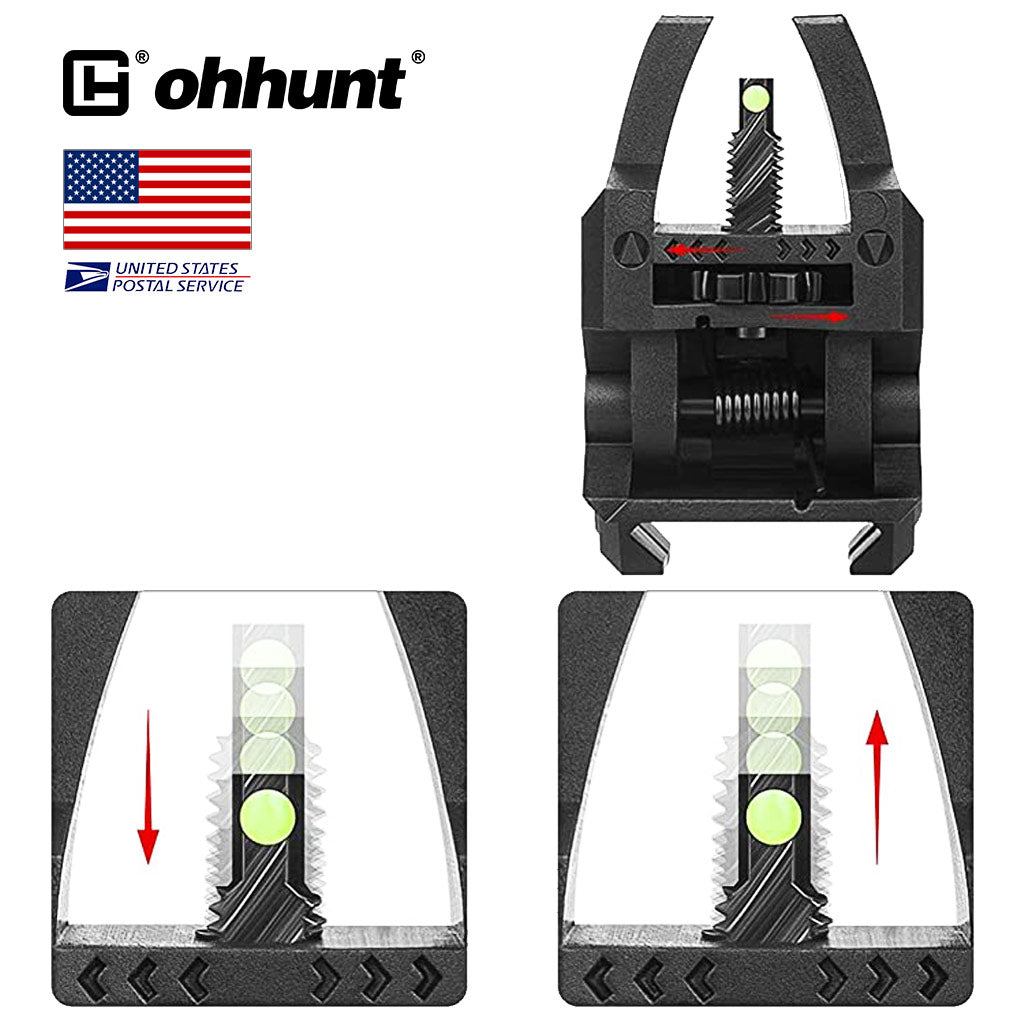 ohhunt® Armor Style Polymer Fiber Optic Flip up Sight Set