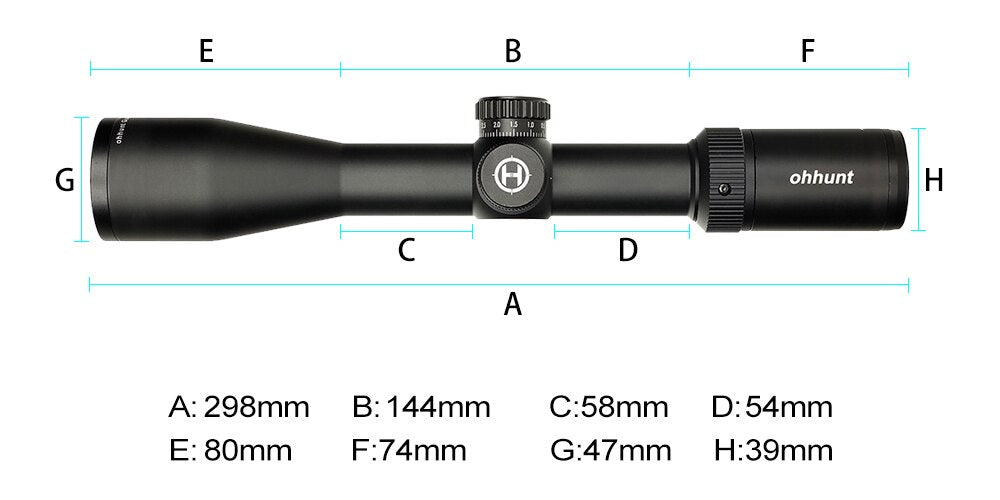 Ohhunt Guardian 4-14X44 SF Lunette de visée pour fusil de chasse 30 mm Parallaxe latérale du tube avec anneaux de montage 