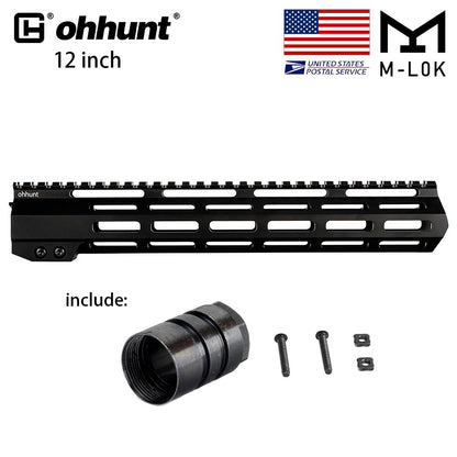 ohhunt® AR-15 12" Free Float M-Lok Rail Handguard With Steel Barrel Nut  Low Profile