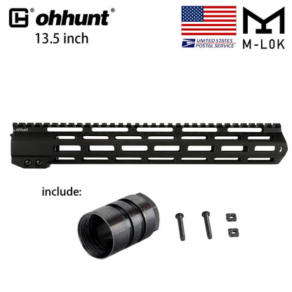 ohhunt® AR-15 13.5" Free Float M-Lok Rail Handguard With Steel Barrel Nut Low Profile