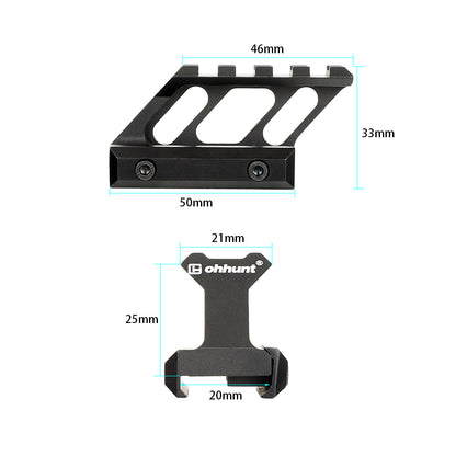 ohhunt 1" 45 Degree See Through Picatinny Riser Mount High Profile for Micro Reflex Sight Red Dot Scope