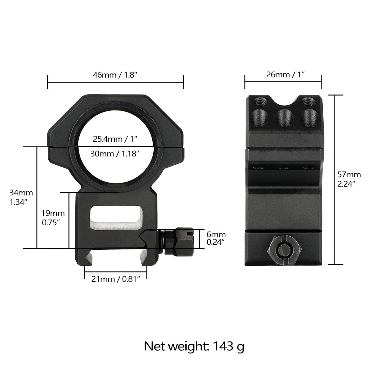 Anneaux De Montage Télescope 30mm - Compatible Rail Picatinny 20mm - Double Anneaux En Aluminium Léger