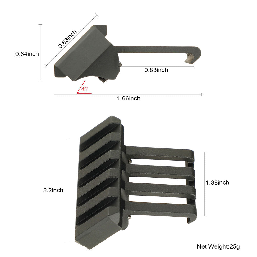 Low Profile 45 Degree Offset Picatinny Rail Mount for Flashlight Sight ...