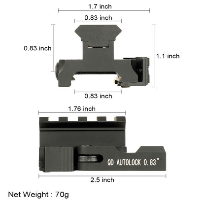 ohhunt QD Picatinny Riser Mount for Red Dot Sight - 0.5" 0.75" 0.83"