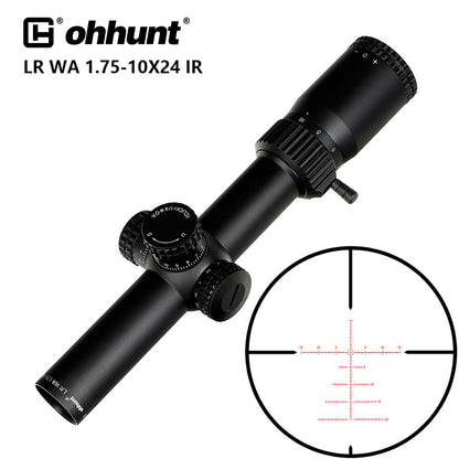 ohhunt LR WA 1.75-10X24 Compact Rifle Scope Tactical Glass Etched Reticle Red Illumination Turrets Lock Reset