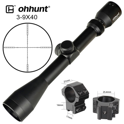 Ohhunt 3-9X40 HK Hunting Rifle Scope 1 inch Tube with Scope Rings
