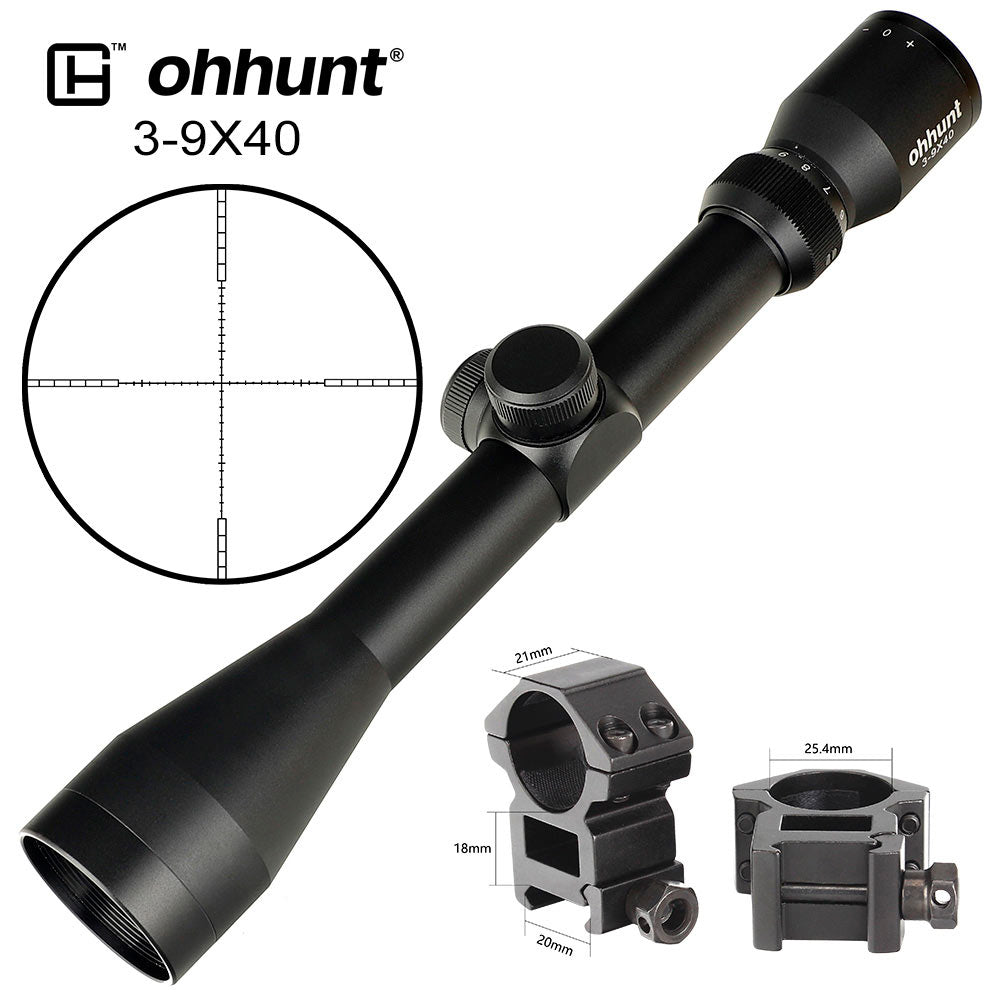 Ohhunt 3-9X40 HK ハンティングライフルスコープ スコープリング付き